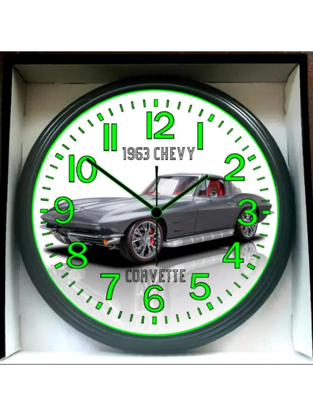 1963 Chevy Chevrolet Corvette Glow In The Dark Wall Clock New!